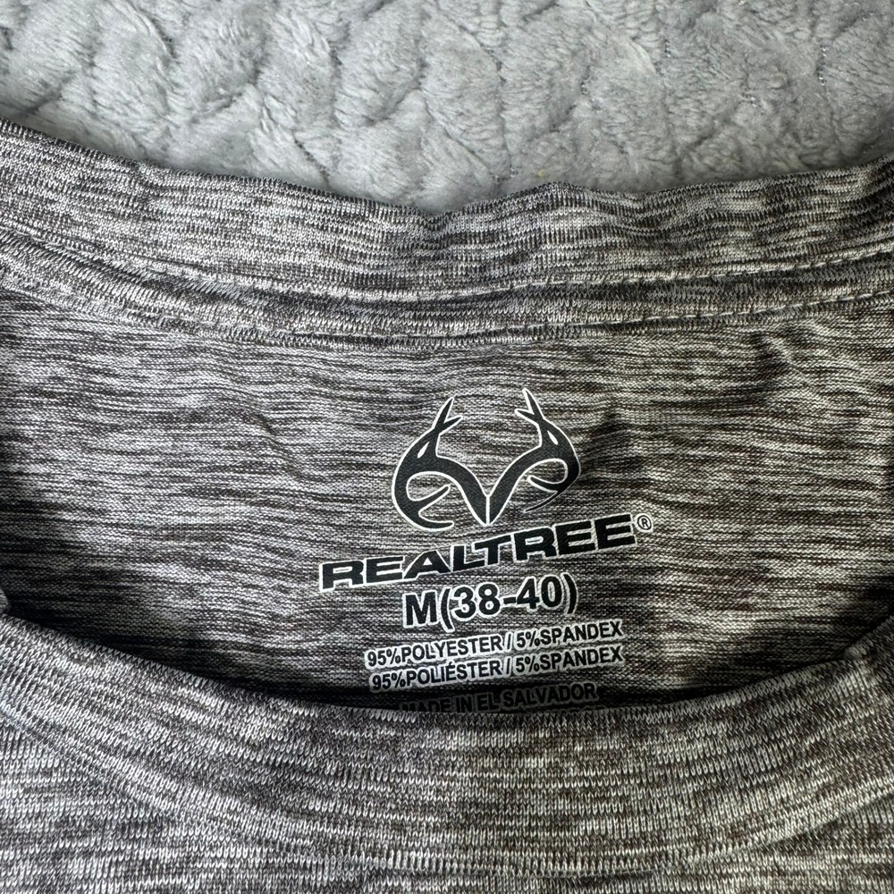Realtree Mens Performance T Shirt Gray Heathered Logo Short Sleeve Size Medium - Picture 4 of 11